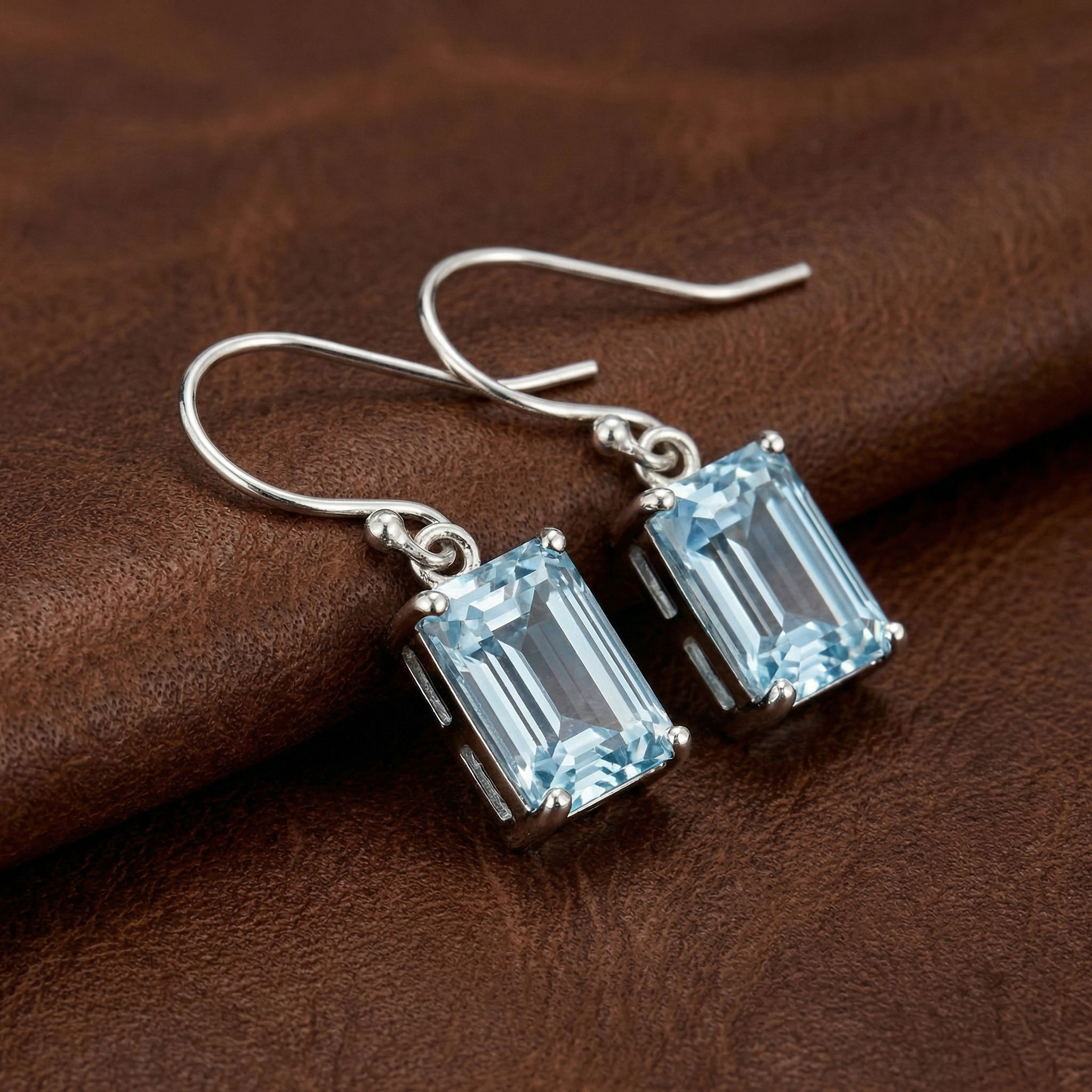 Classic Aquamarine Drop Earrings - Image 3