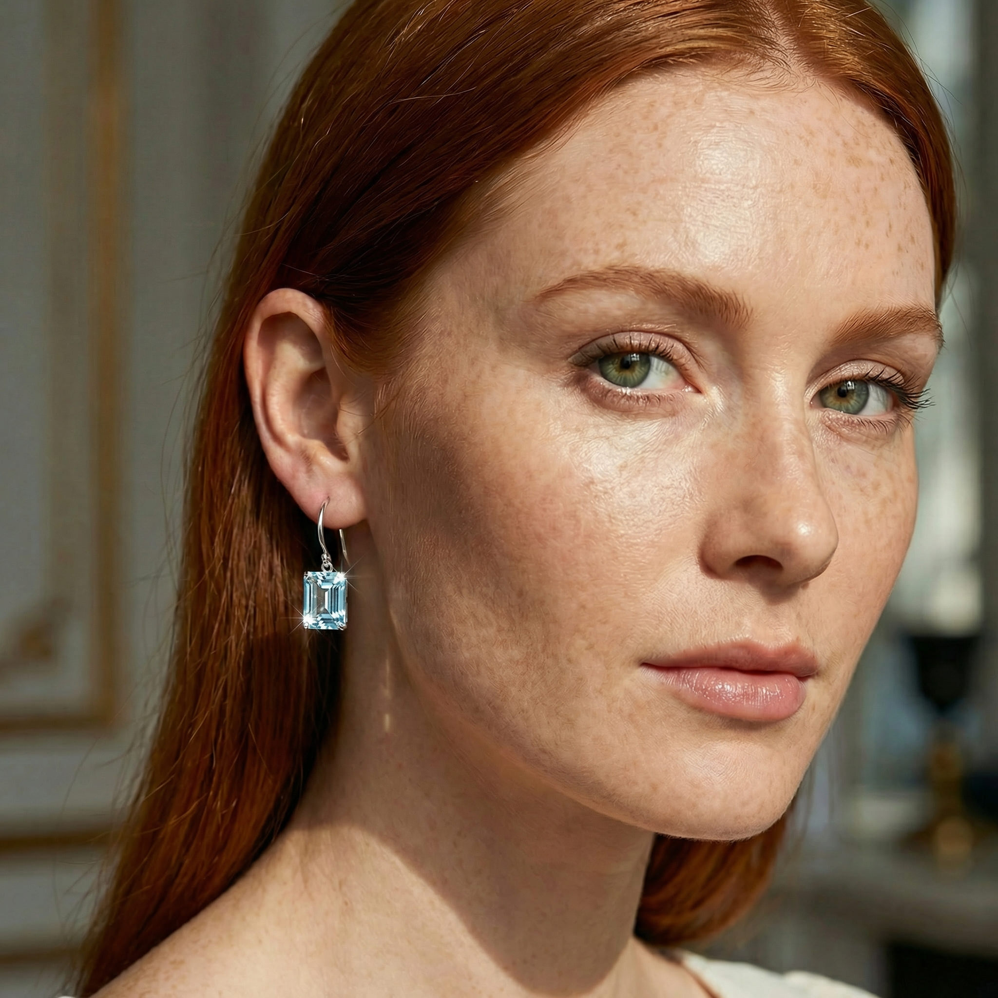 Classic Aquamarine Drop Earrings - Image 2