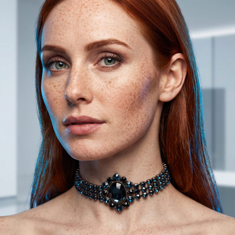 Vintage Style Blue Zirconia Sterling Silver Choker