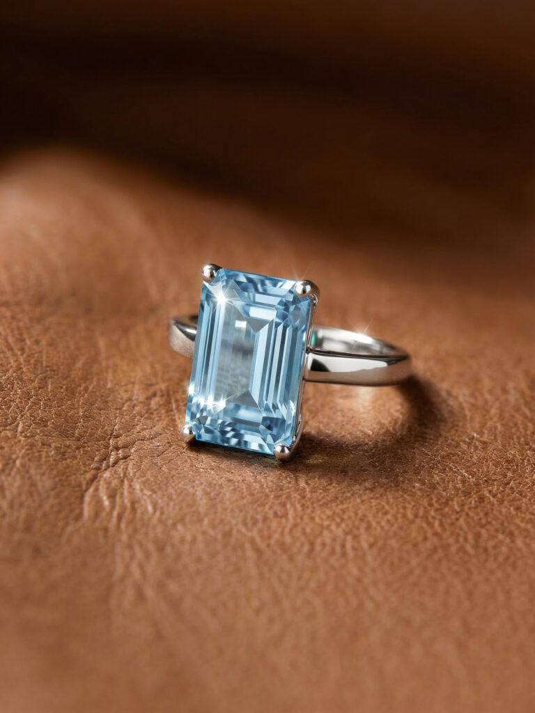 Statement Aquamarine Emerald-Cut Ring