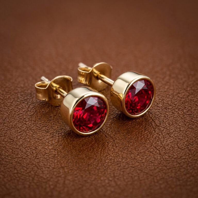 Classic Ruby Stud Earrings with Titanium Posts