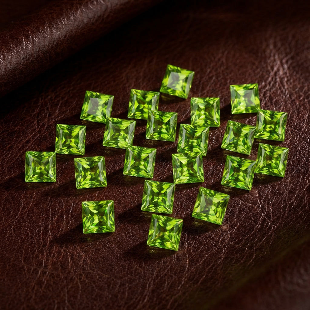 Modern Wide Silver Ring with Peridot Zircons - Image 4