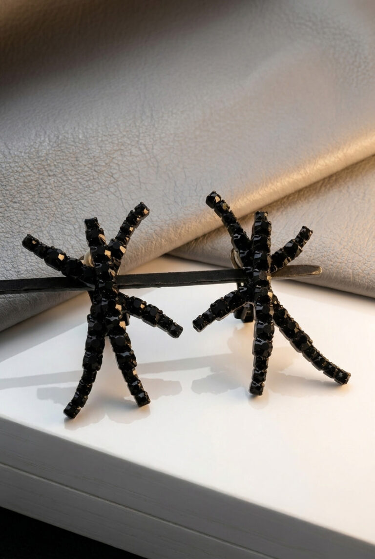Black Onyx Starburst Clip-On Earrings