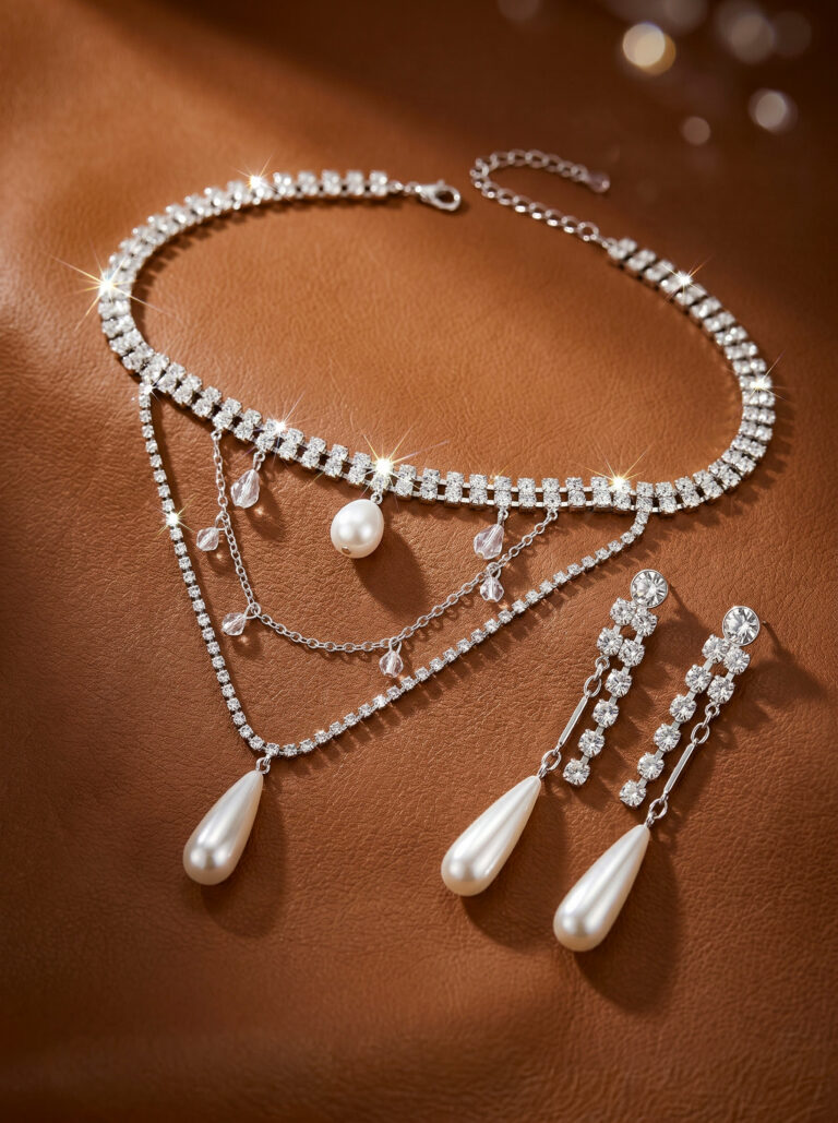 Freshwater Pearl and Zirconia Choker Ensemble