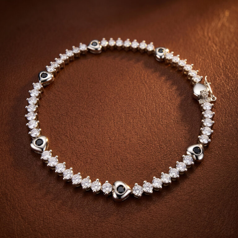 Sterling Silver Heart Tennis Bracelet
