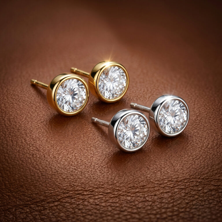 Classic 7mm Zircon Bezel Studs in Sterling Silver