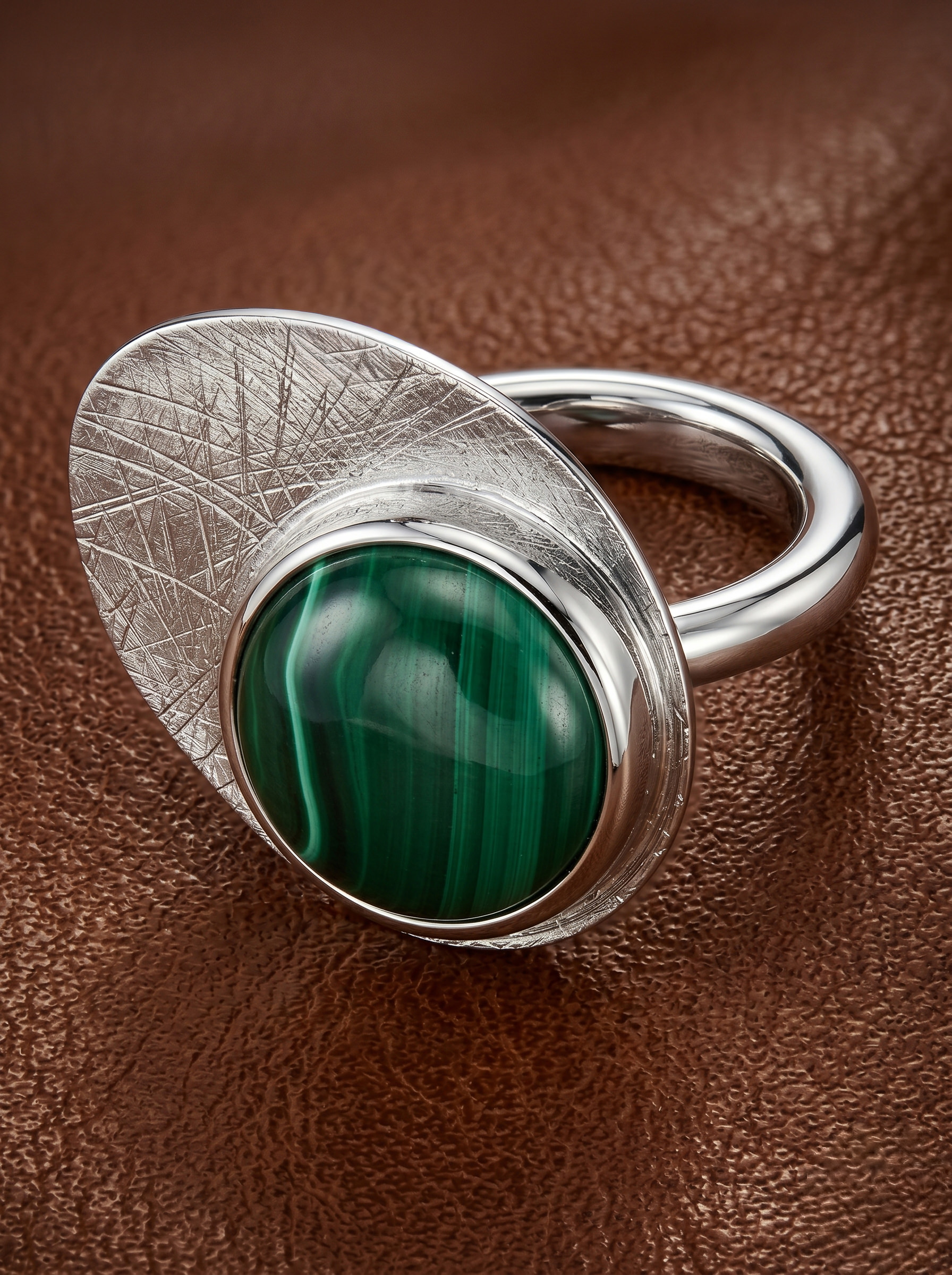 Handcrafted Sterling Silver Malachite Ring - Image 4