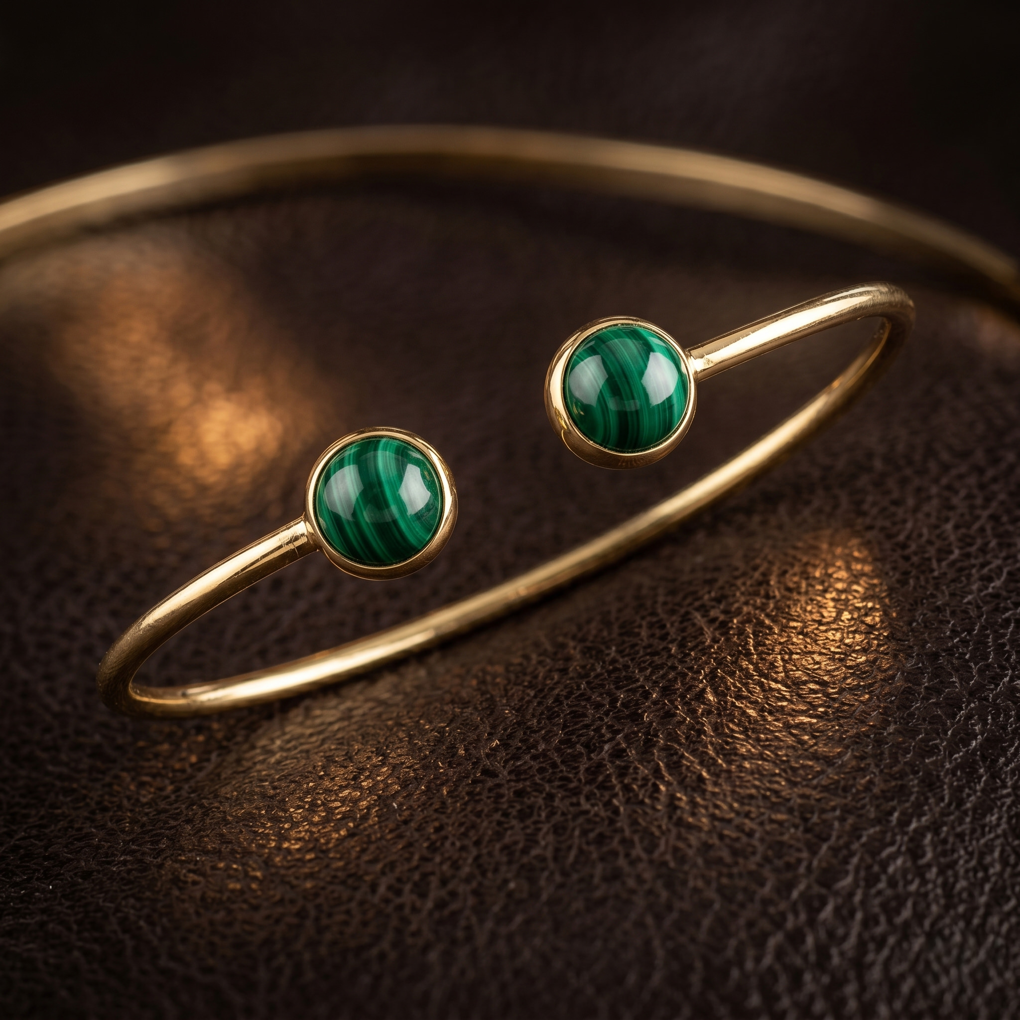 Natural Malachite Open Bangle