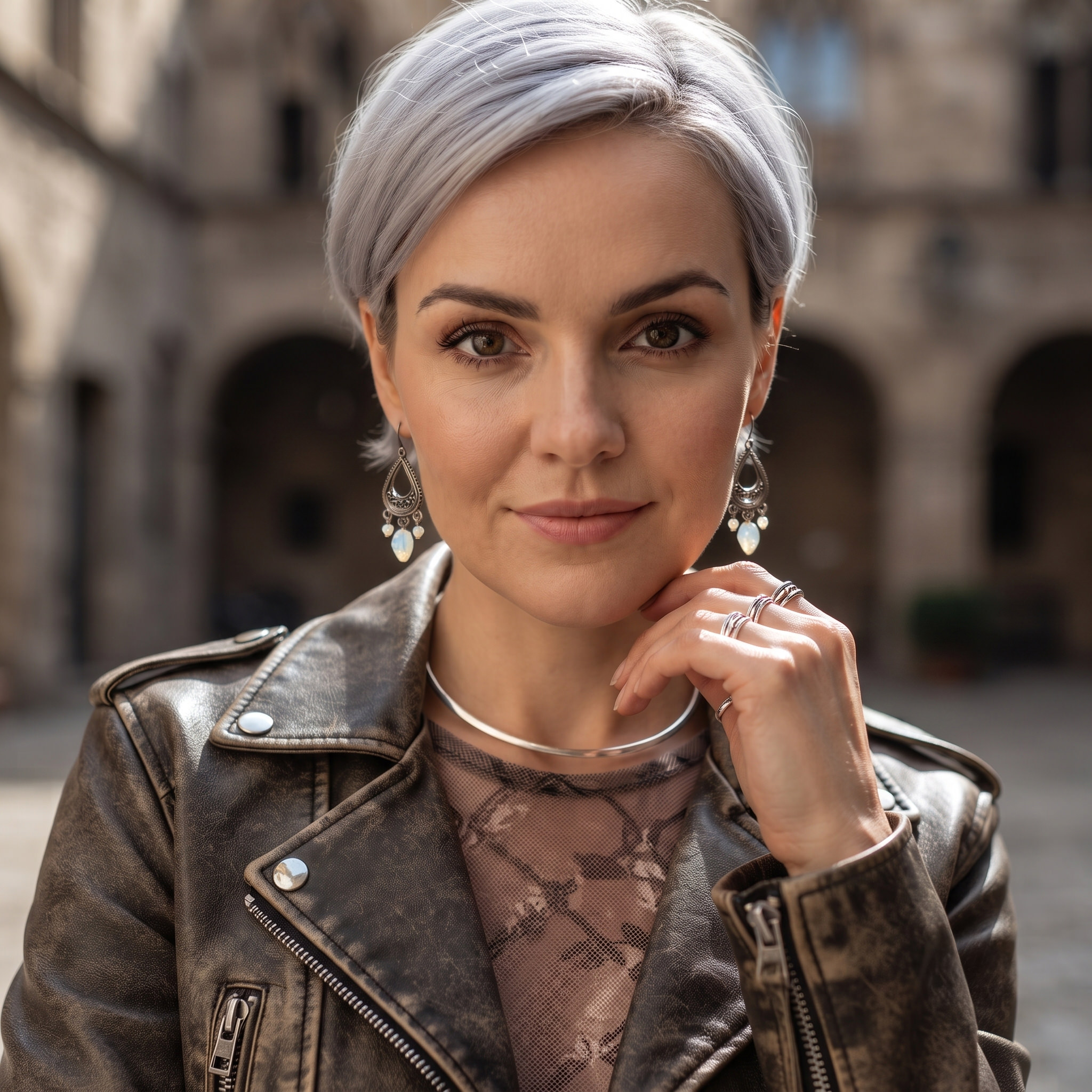 Moonstone Effect Czech Glass Earrings - Image 2