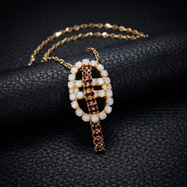 One-of-a-Kind Garnet Simulant Moonstone Pendant