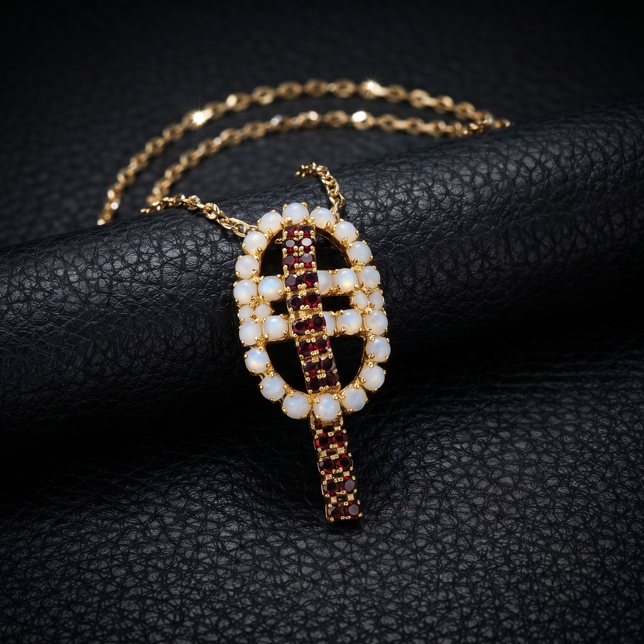One-of-a-Kind Garnet Simulant Moonstone Pendant