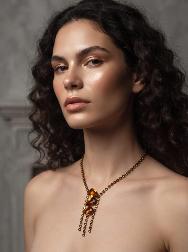 Amber Bohemian Crystal Drop Necklace