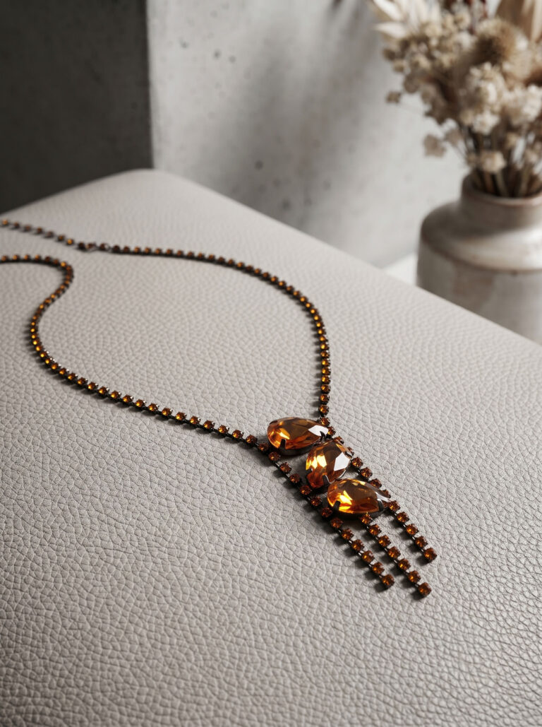Amber Bohemian Crystal Drop Necklace