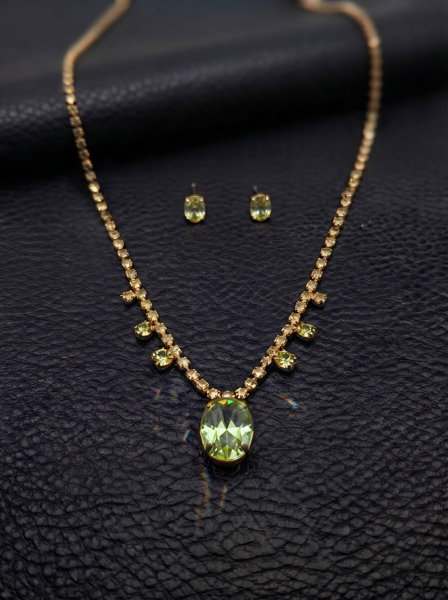 Gold Tone Lemon Quartz Simulant Jewellery Set