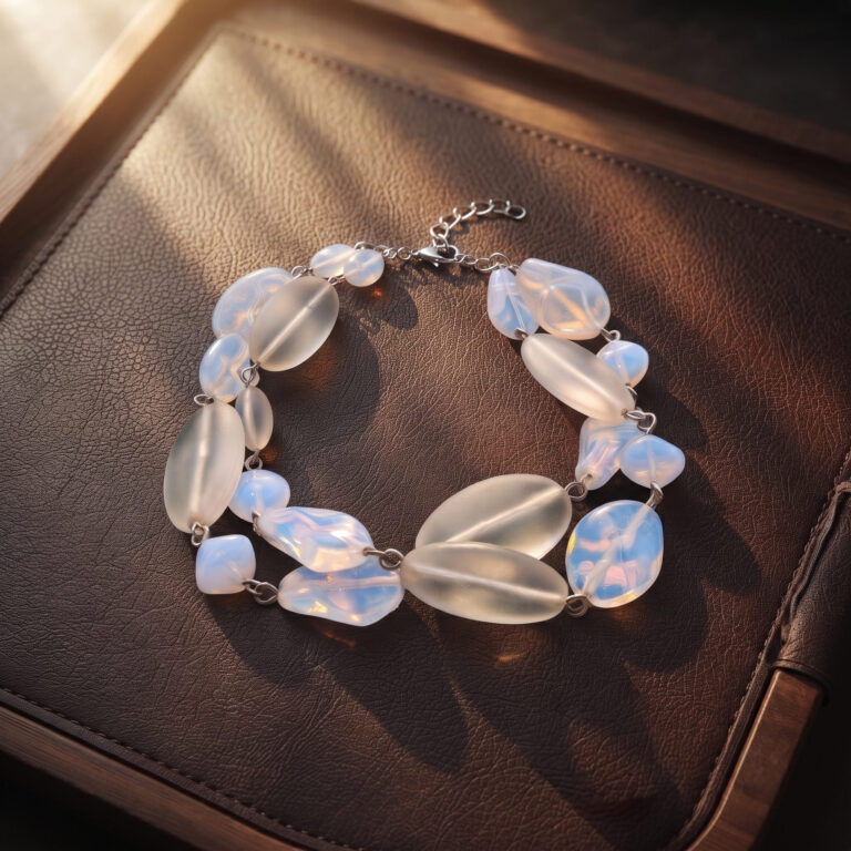 Moonstone Effect Czech Glass Double Strand Bracelet