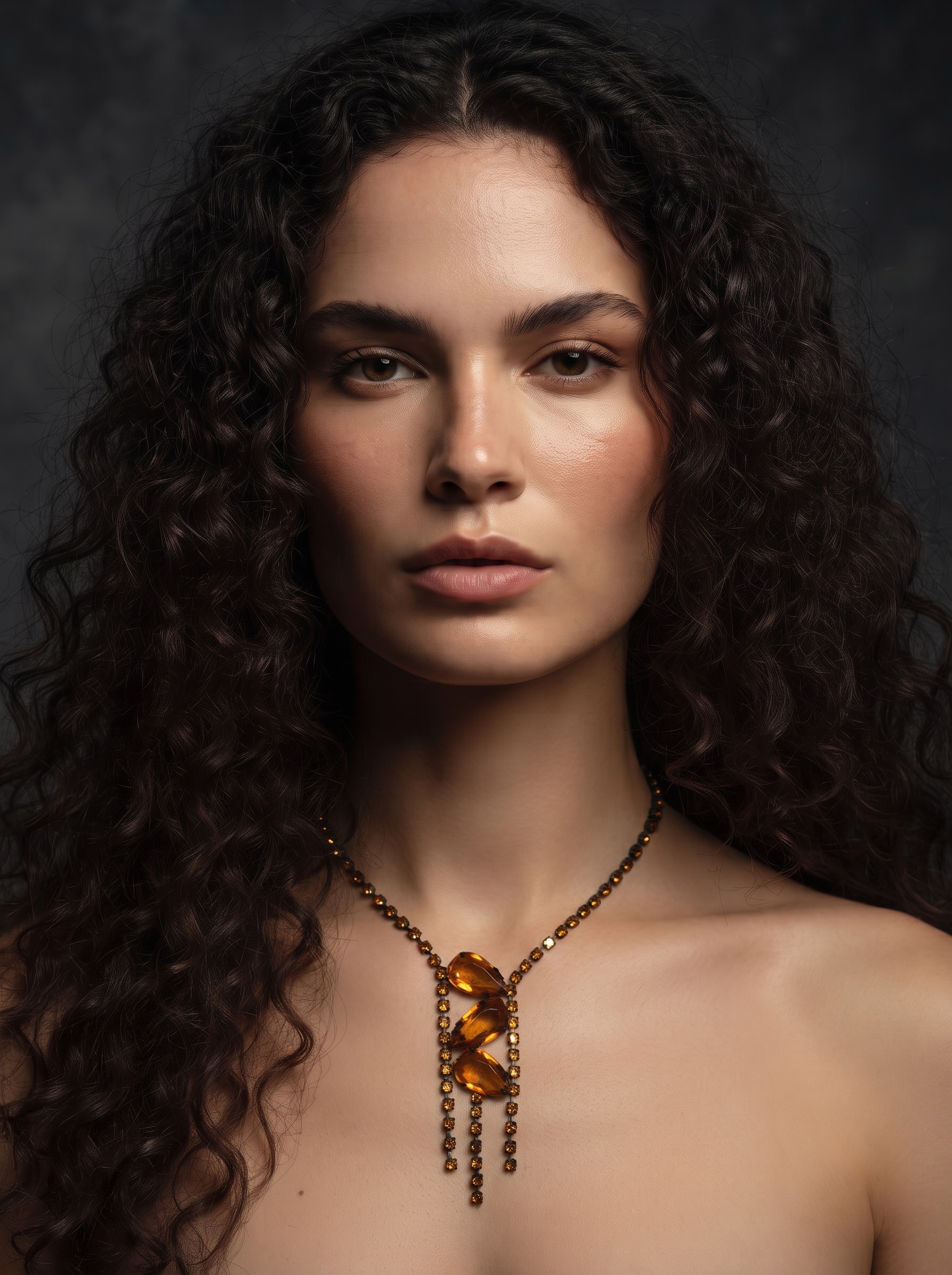 Amber Bohemian Crystal Drop Necklace