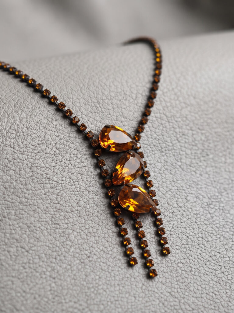 Amber Bohemian Crystal Drop Necklace