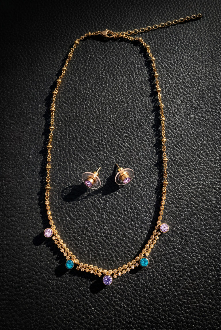 Paraiba-Coloured Quartz and Tanzanite-Inspired Necklace and Earrings