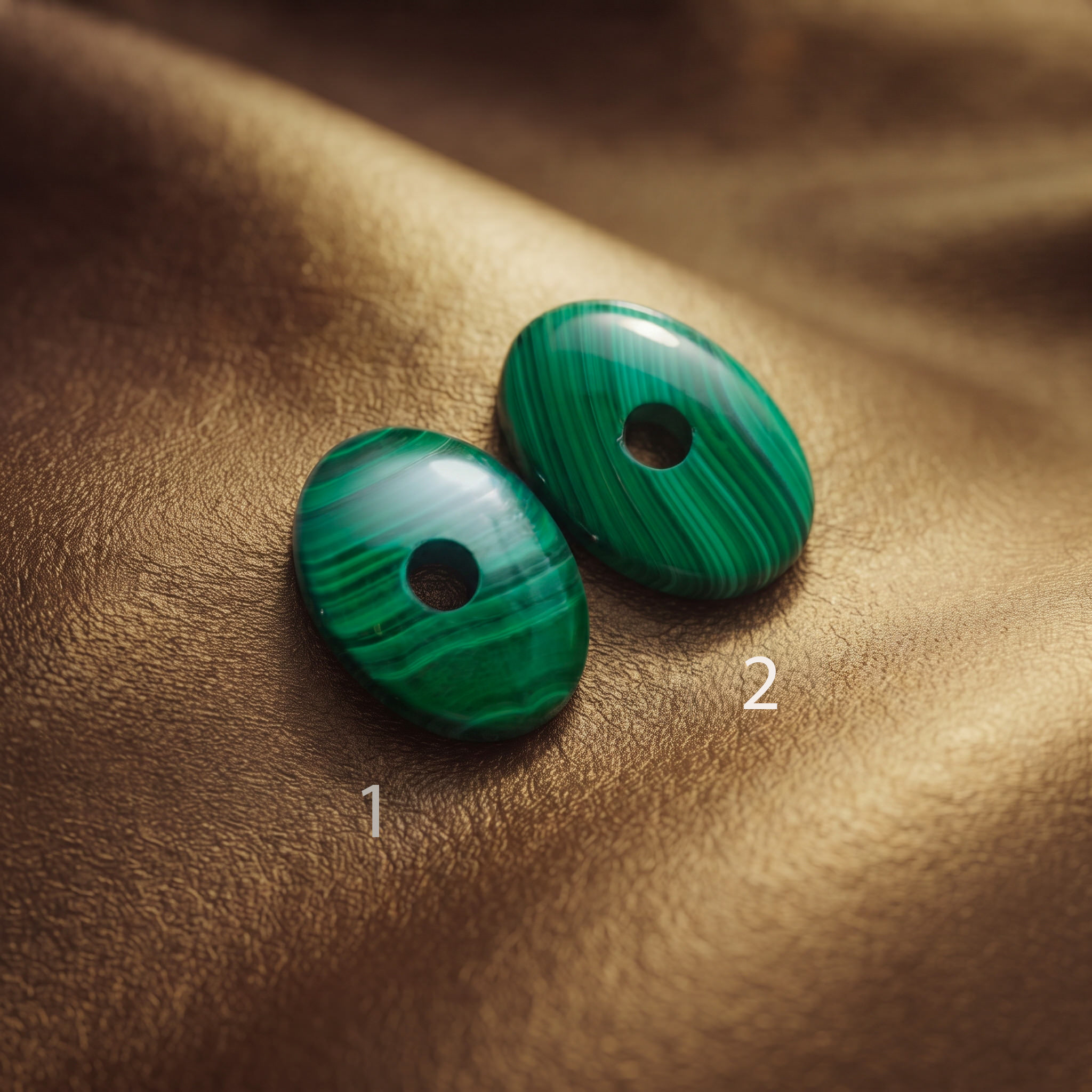 Natural Green Malachite Oval Ring with Faceted Zircon - Image 5