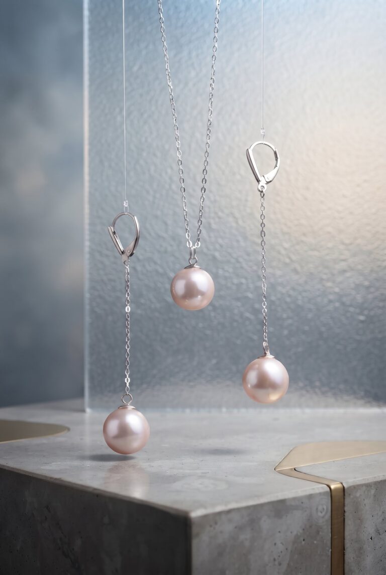 Pink Pearl Jewellery Set – Earrings and Necklace