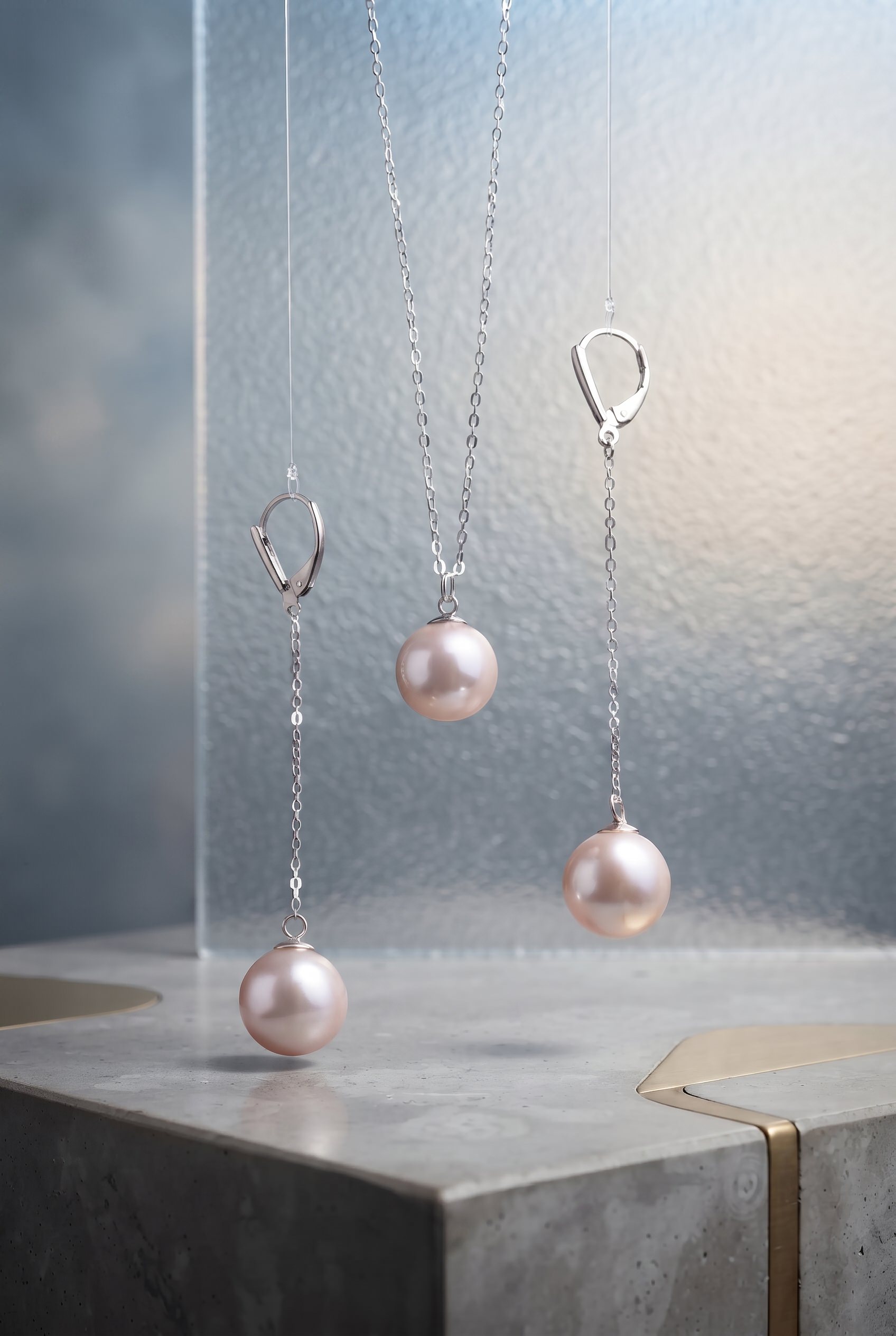 Pink Pearl Jewellery Set – Earrings and Necklace